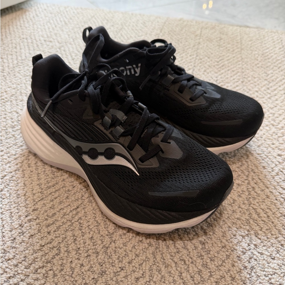 Saucony Black Running Sneakers with White Midsoles